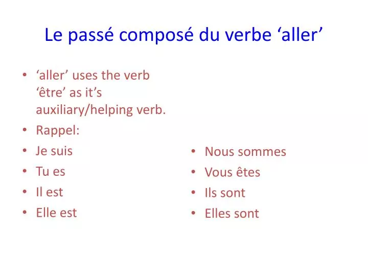 Ppt Le P Asse Compose Du Verbe Aller Powerpoint Presentation Id 2230948