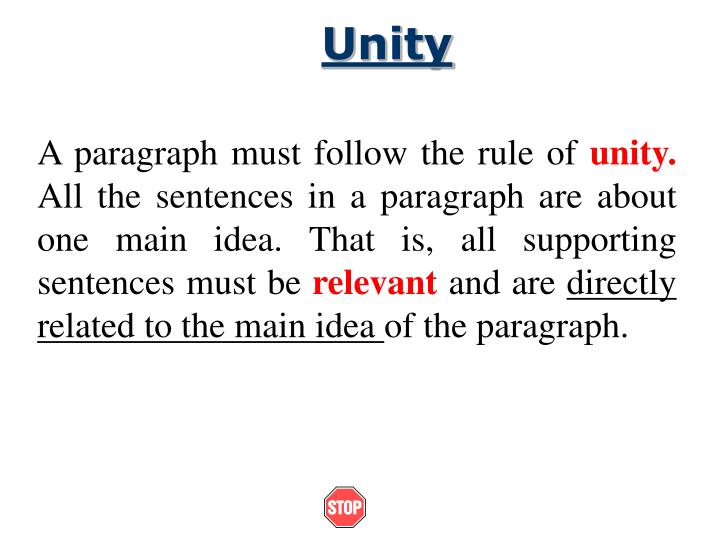 PPT - Paragraph Unity PowerPoint Presentation - ID:2234791