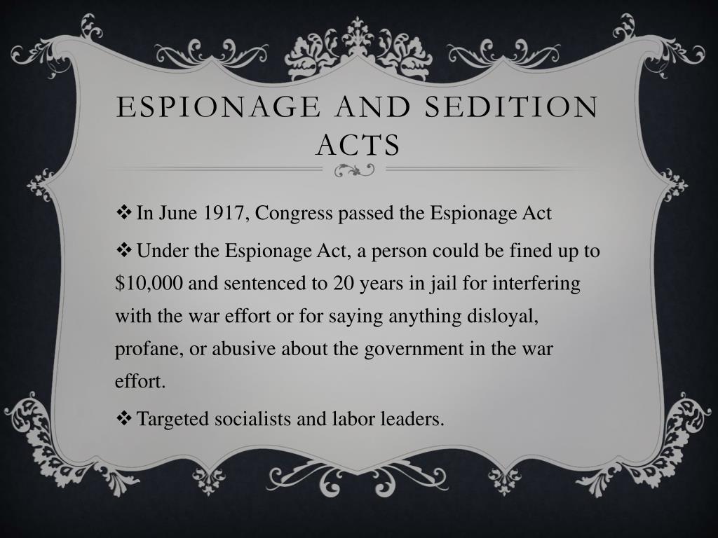 define espionage and sedition acts define espionage and sedition acts