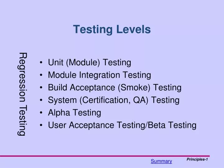 testing levels n.