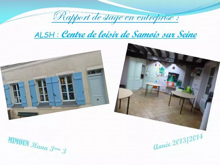 Rapport De Stage Animation Centre De Loisirs