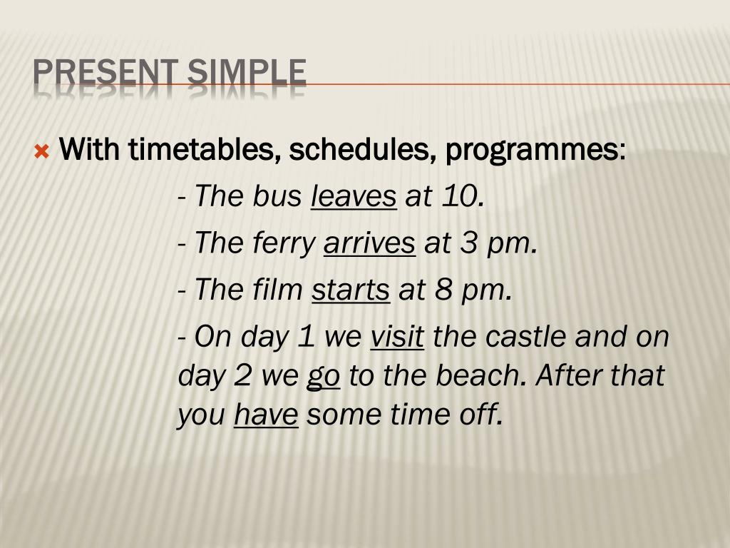 Leave в present simple. Презент Симпл расписание. Present simple расписание. Present simple timetable. Present simple расписание примеры.