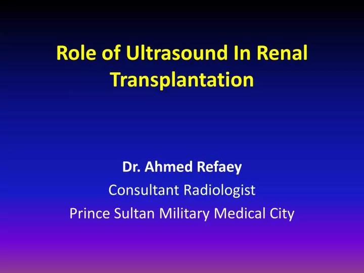 role of ultrasound in renal transplantation n.