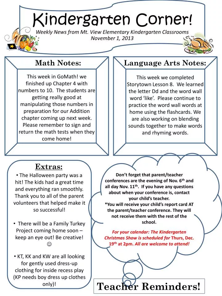 PPT Kindergarten C Orner Weekly News From Mt View