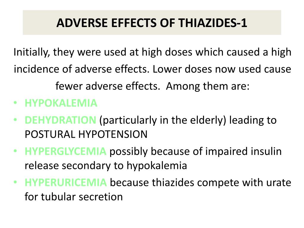 can thiazide diuretics cause dehydration