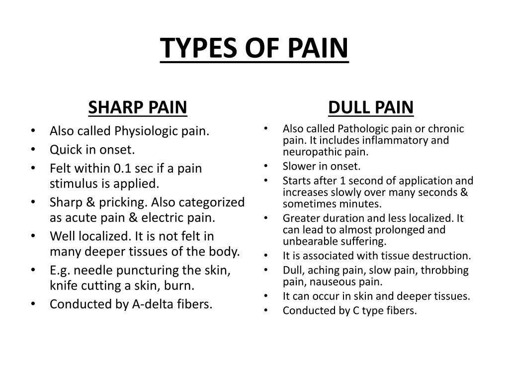 types of pain presentation