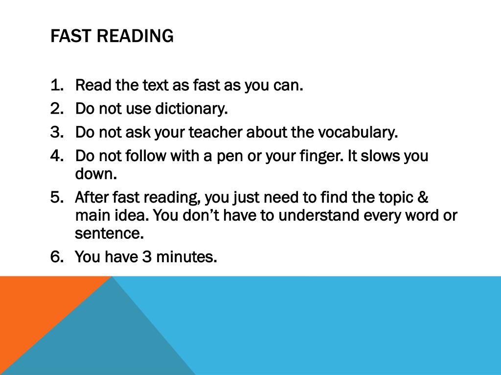 meaning fast reading
