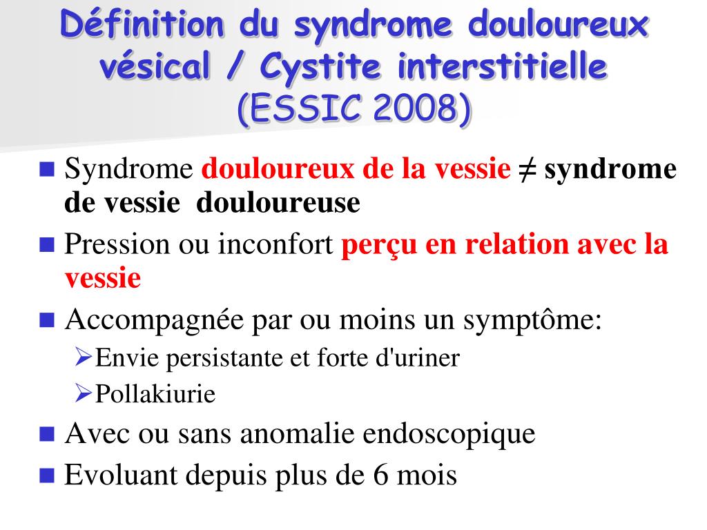 PPT - Syndrome Douloureux Vésical / Cystite interstitielle ...