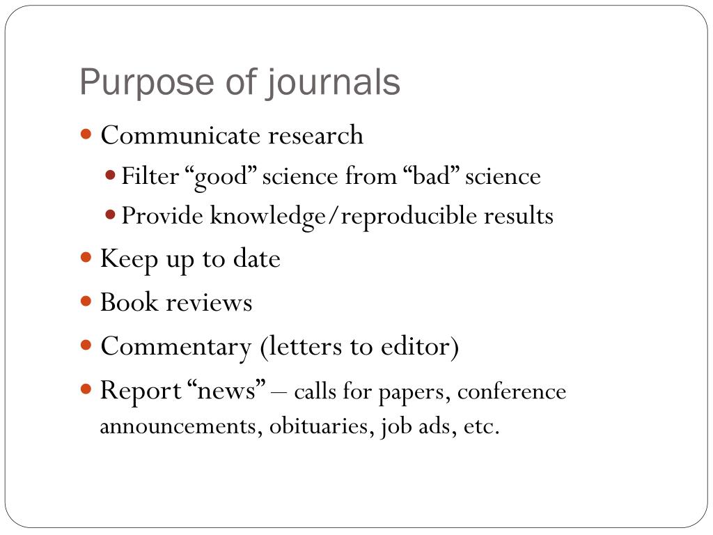 purpose of research journal