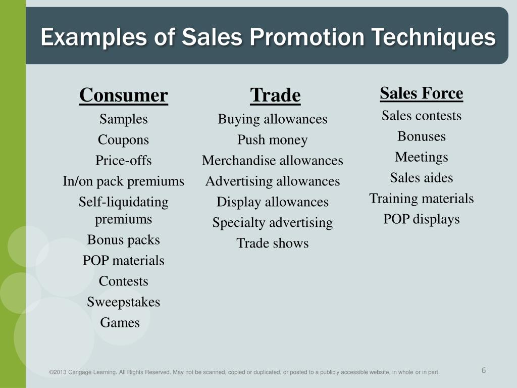 consumer sales promotion examples