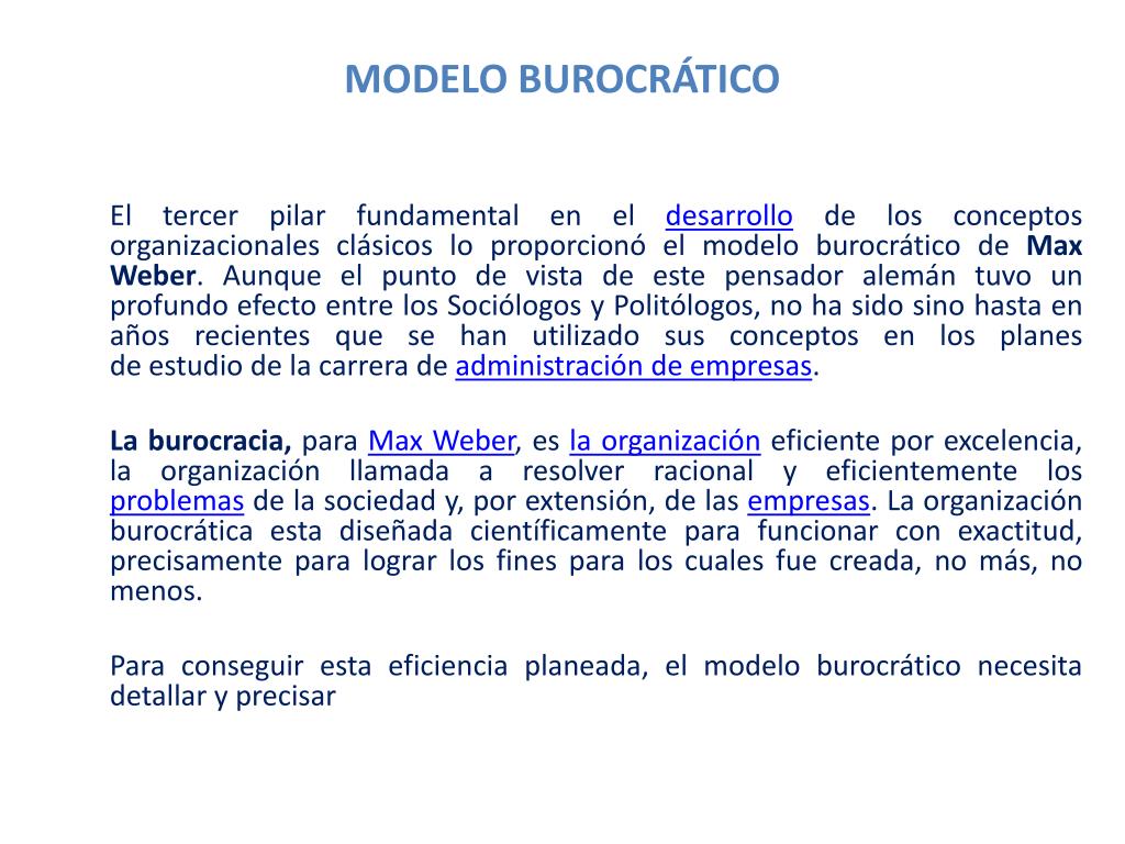 PPT - EL MODELO BUROCRÁTICO PowerPoint Presentation, free download -  ID:2244027