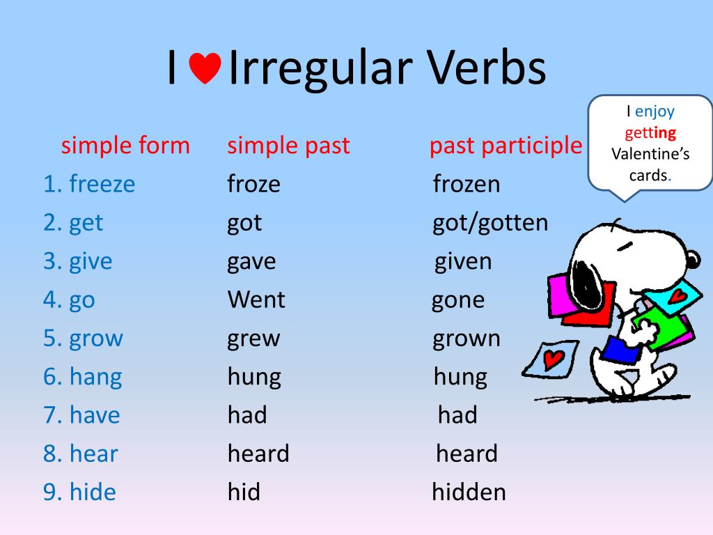 past simple irregular verbs presentation