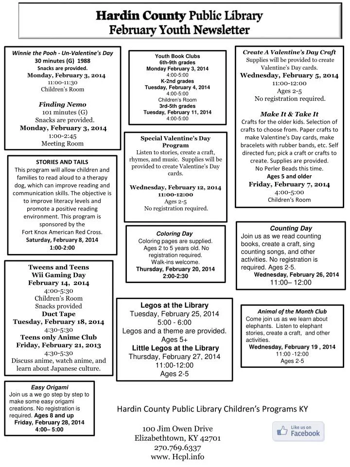 PPT Hardin County Public Library February Youth Newsletter PowerPoint