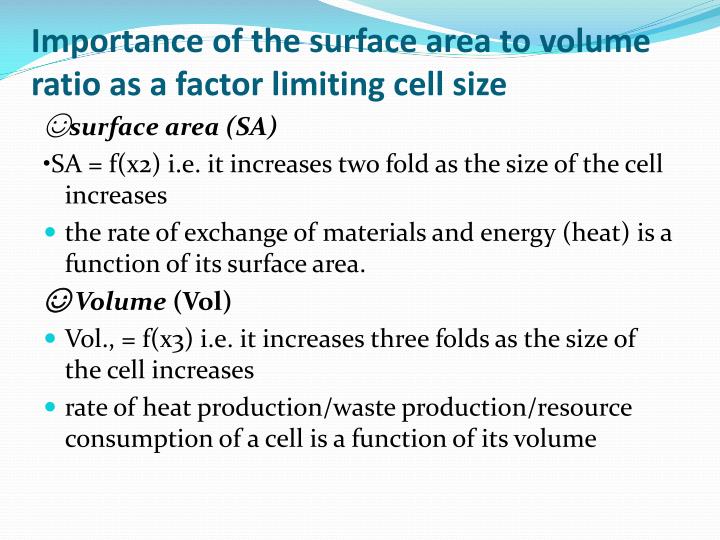 surface area and cell size Get an answer for 'why does the surface area to volume ratio increase as the cell size decreases' and find homework help for other science questions at enotes. surface area and cell size Get an answer for 'why does the surface area to volume ratio increase as the cell size decreases' and find homework help for other science questions at enotes.