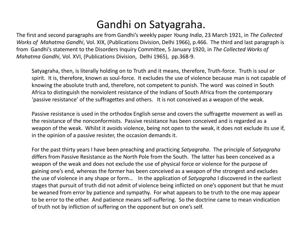 PPT - Satyagraha and ‘Nonviolence’ Gandhi in South Africa Indian ...