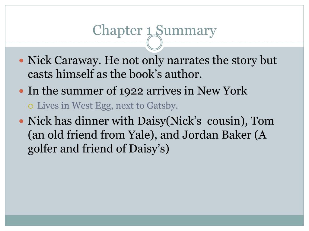 The great gatsby summary chapter 1