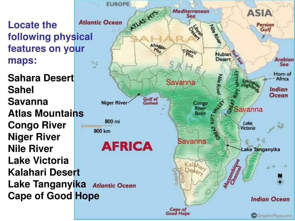 Physical Map Of Africa Lake Tanganyika