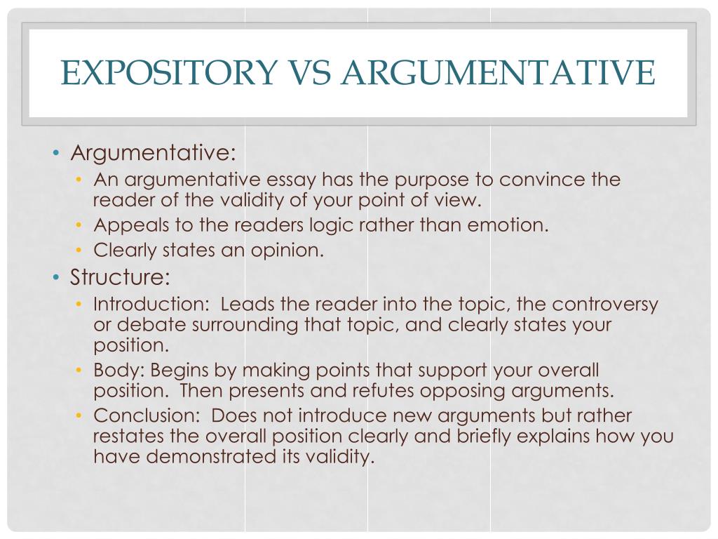 relationship between expository and argumentative essay