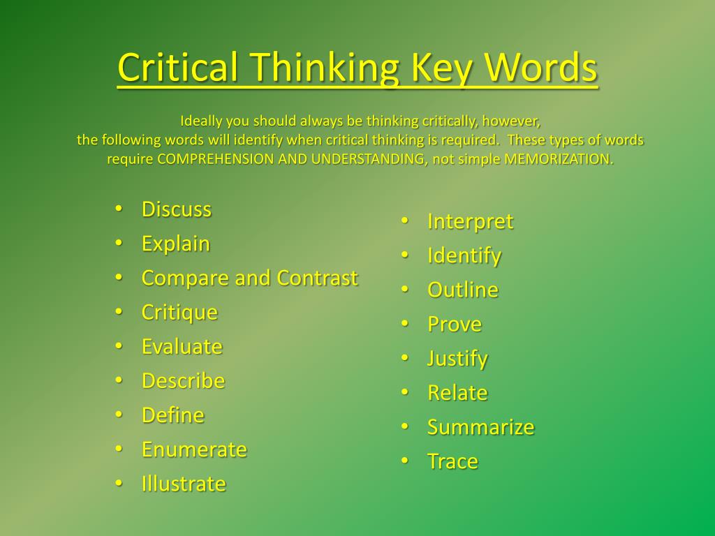 key words for critical thinking