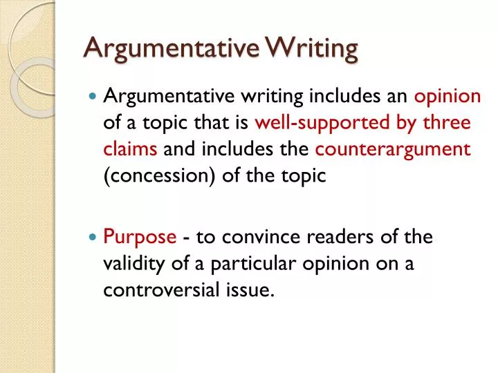 features of an argumentative essay ppt