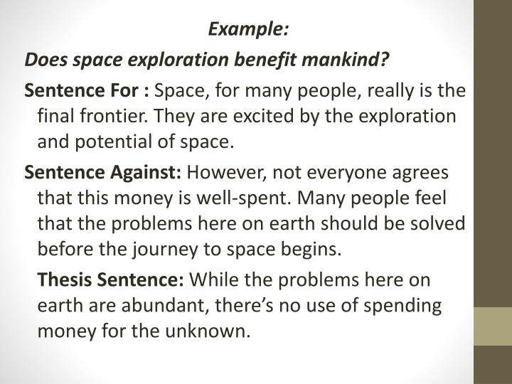 argumentative essay topics on space