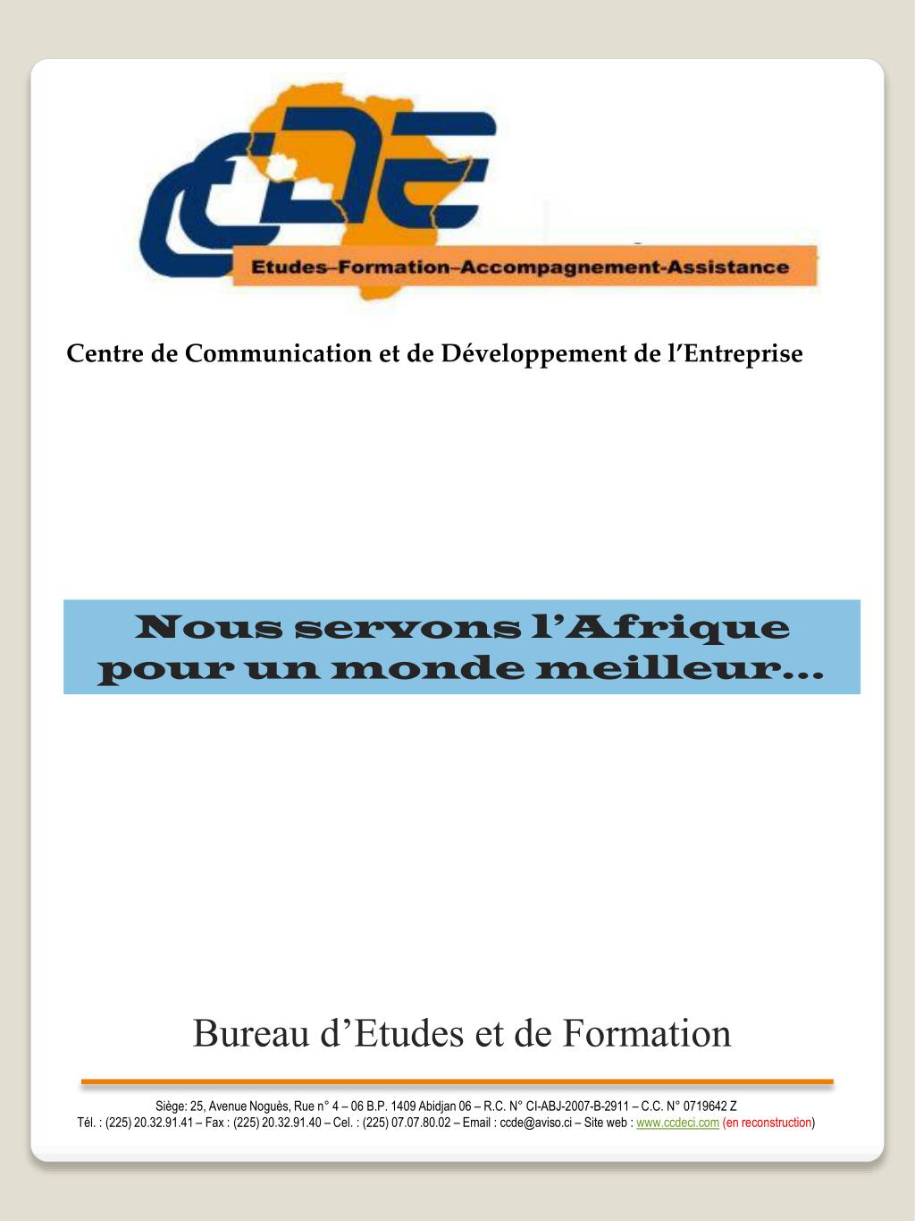 PPT - Bureau d'Etudes et de Formation PowerPoint Presentation, free  download - ID:2254977