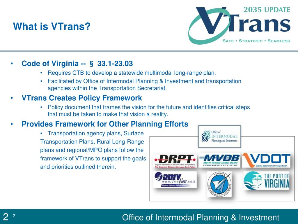 Ve Trans Code PPT - 011 Dironna Belton Office of Intermodal Planning and Investment ...