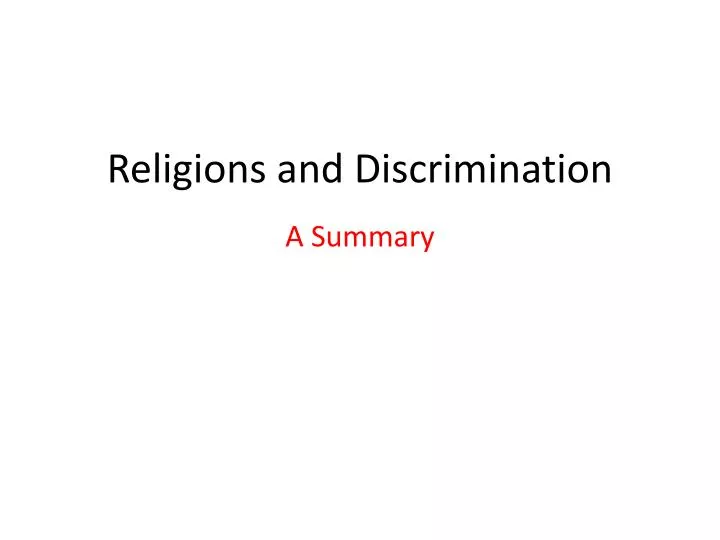 religions and discrimination n.
