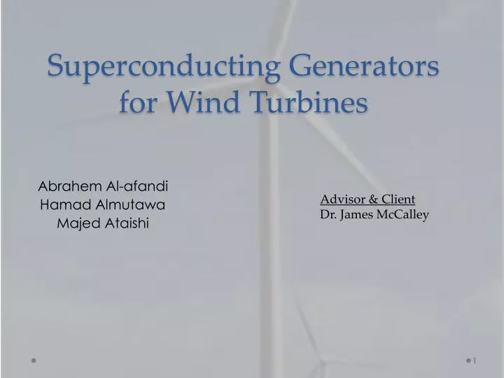 superconducting generators for wind turbines n.