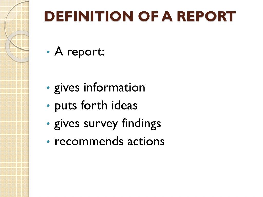 report meaning in school
