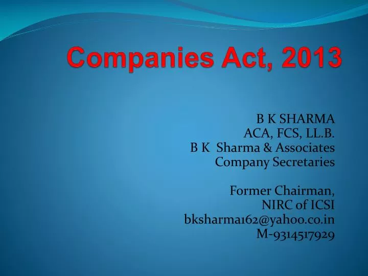 presentation on companies act 2013