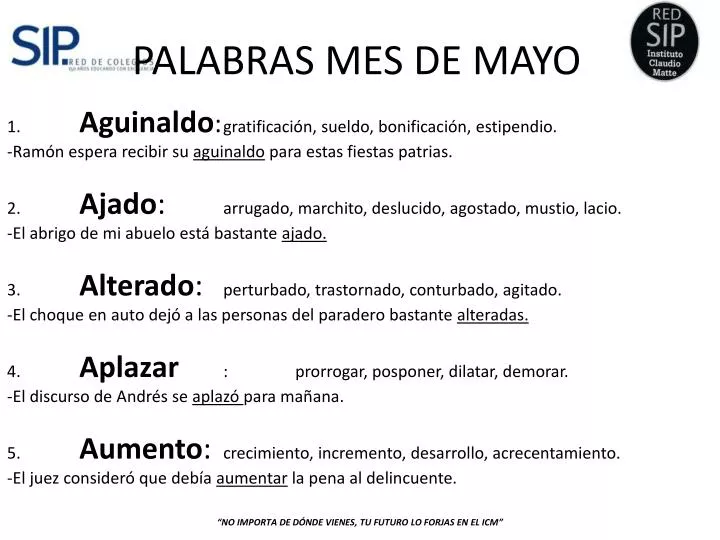 PPT - PALABRAS MES DE MAYO PowerPoint Presentation, free download - ID