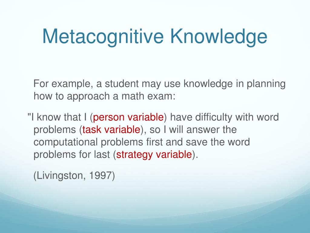 essay on metacognitive knowledge