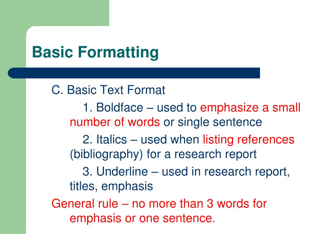 PPT - Basic Formatting PowerPoint Presentation, free download - ID:2262240