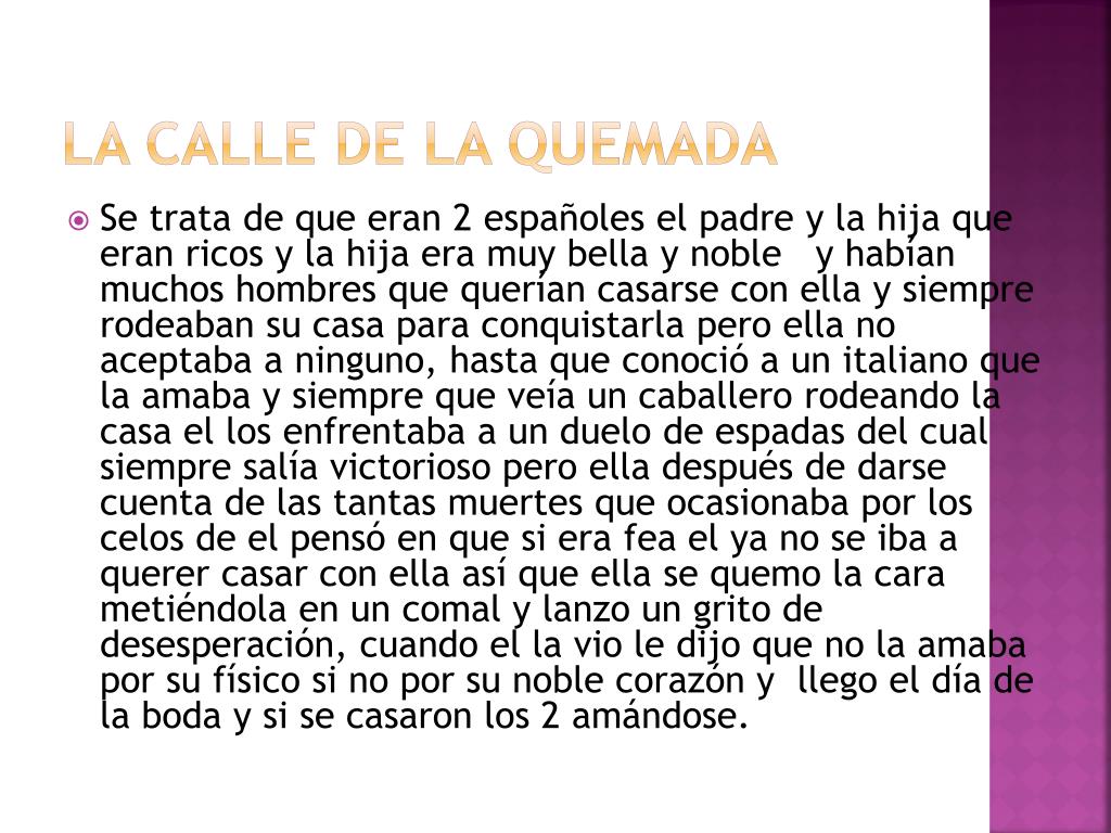 La Leyenda De La Quemada En Letra www.slideserve.com