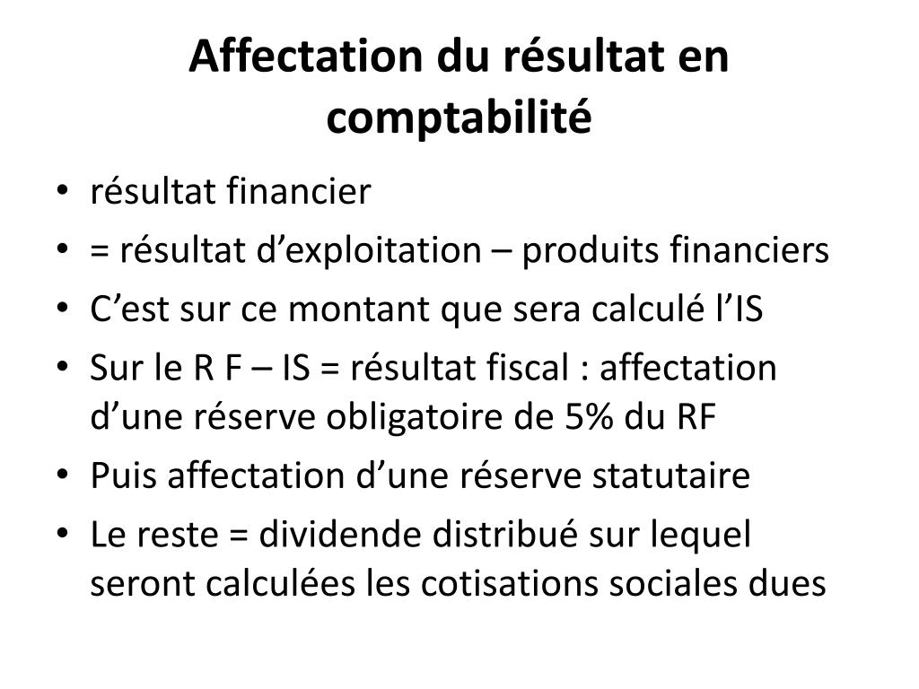 PPT - Affectation du résultat et prélèvements sur les dividendes dans
