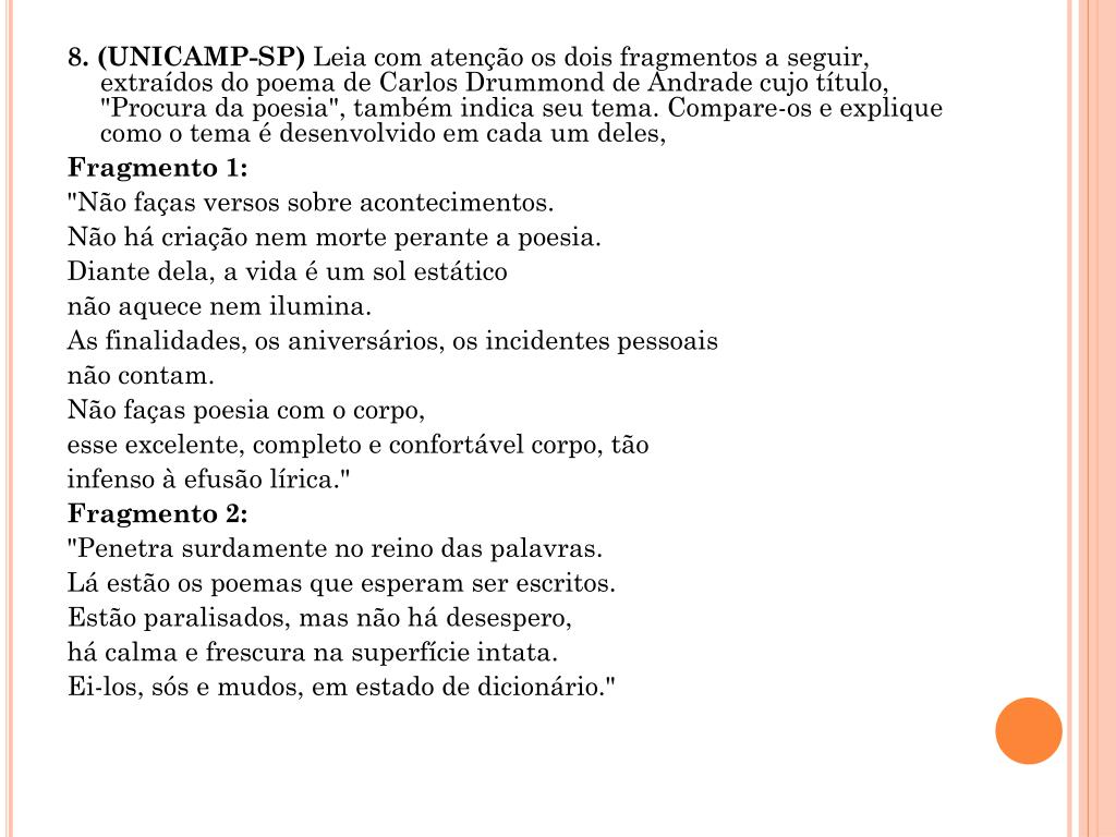 Exercícios 2ªFase modernismo - ppt video online carregar