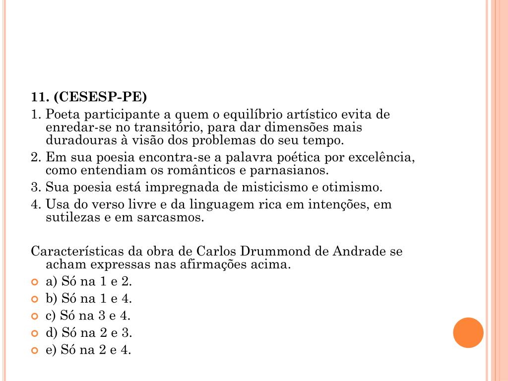 Exercícios 2ªFase modernismo - ppt video online carregar