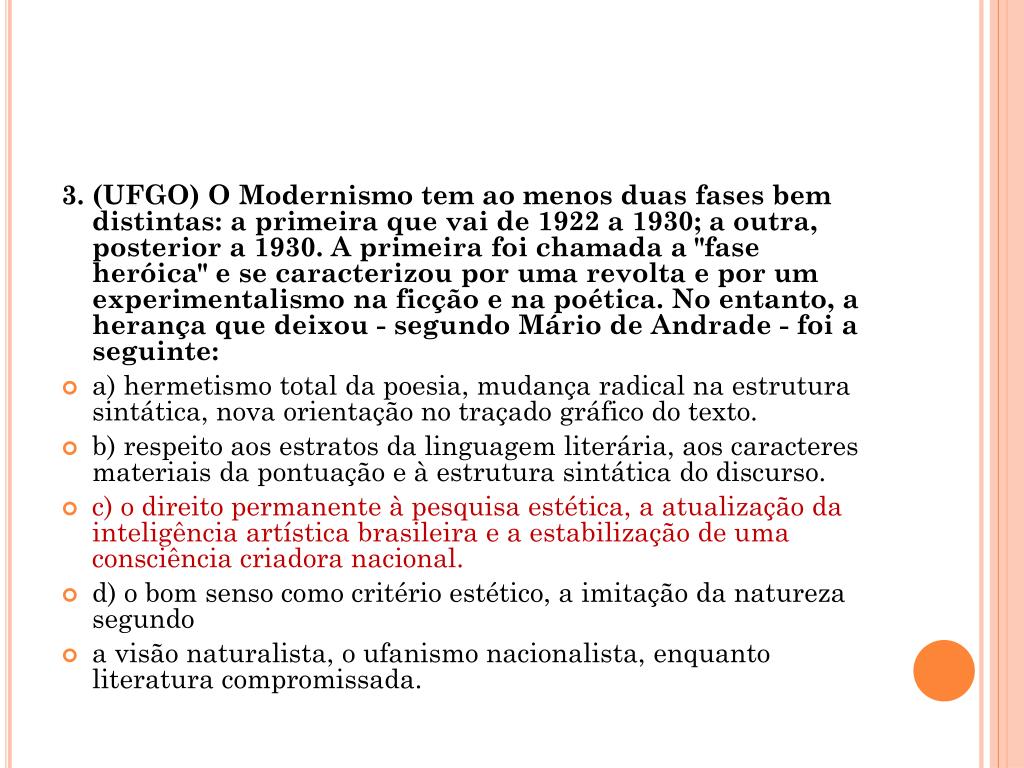 Exercícios 2ªFase modernismo - ppt video online carregar