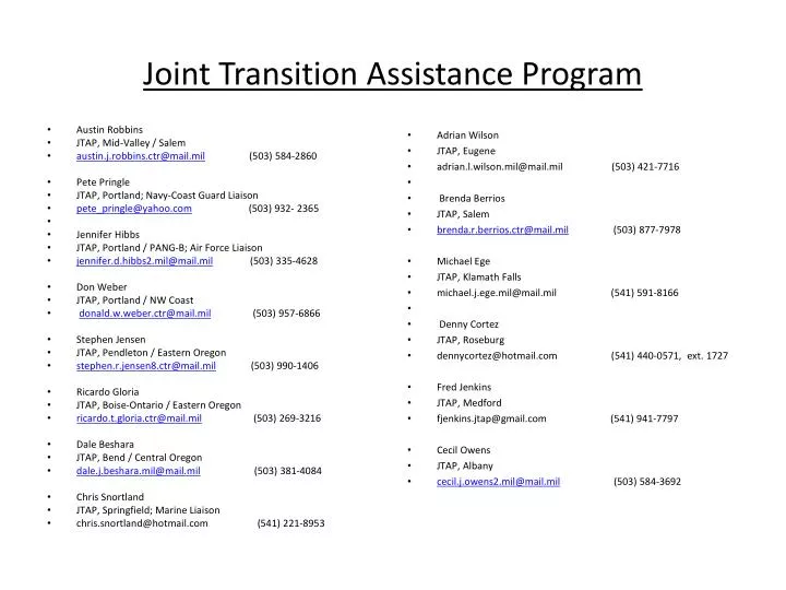 PPT - Joint Transition Assistance Program PowerPoint Presentation, free ...
