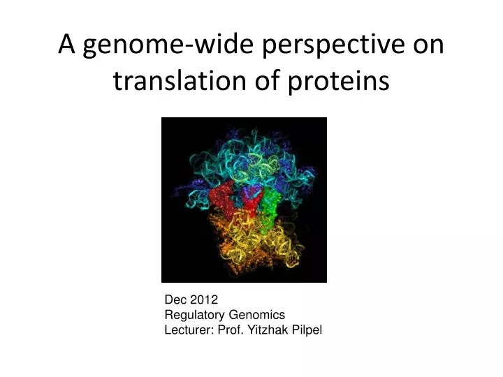 a genome wide perspective on translation of proteins n.