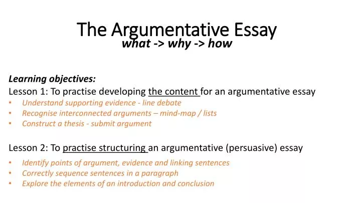 how to write an argumentative essay ppt