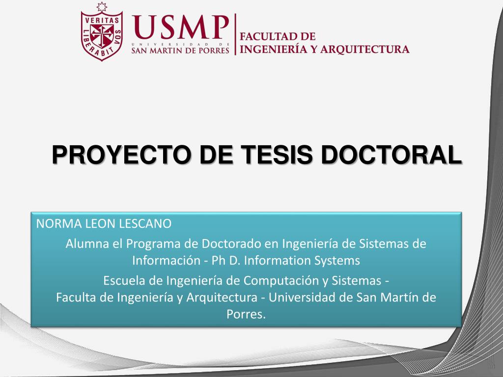 Ppt Proyecto De Tesis Doctoral Powerpoint Presentation Free