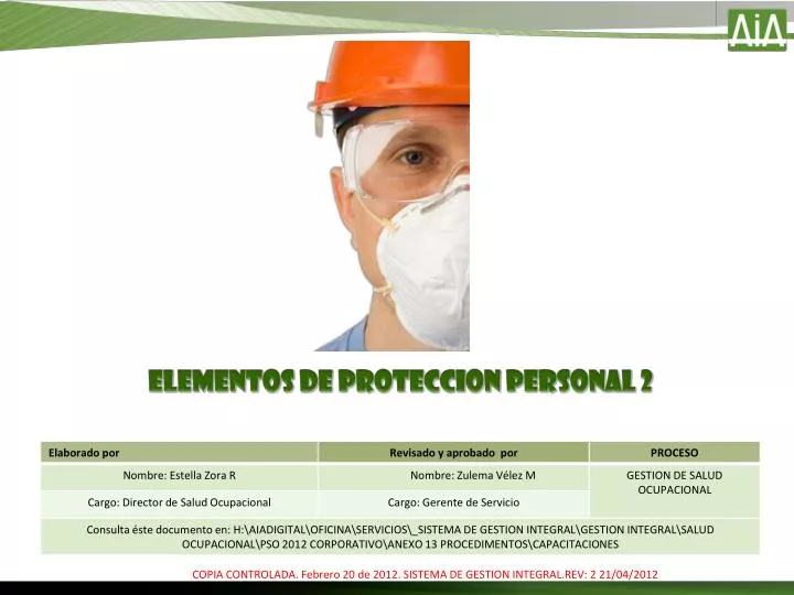 PPT - ELEMENTOS DE PROTECCION PERSONAL 2 PowerPoint Presentation, free  download - ID:2267096