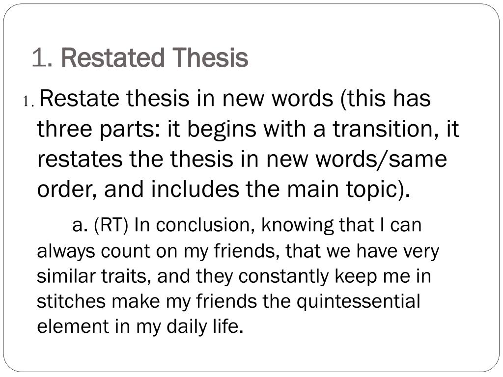 what does restating the thesis mean