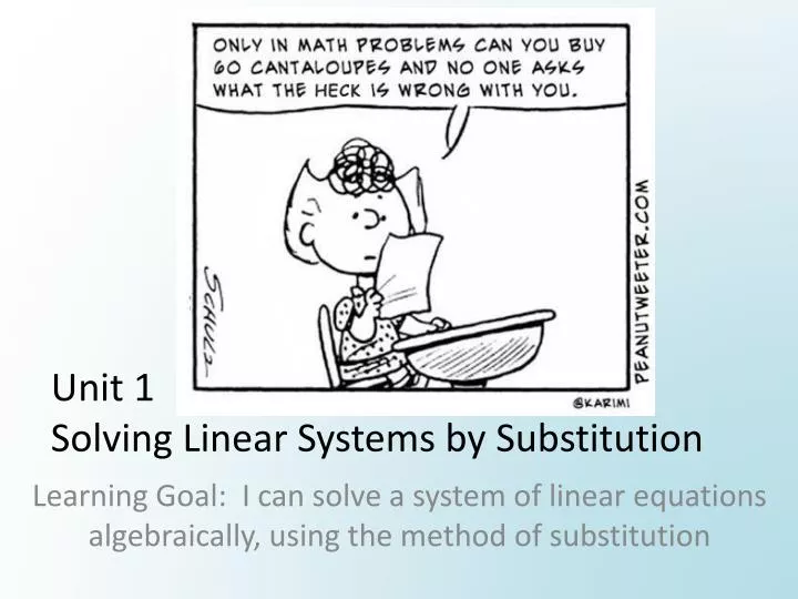 Ppt unit 1 solving linear systems by substitution powerpoint presentation id 2271191