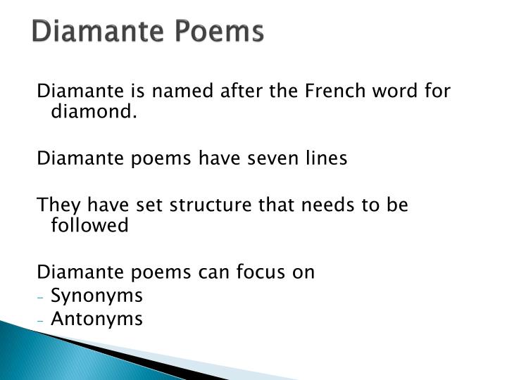 PPT - Diamante Poems PowerPoint Presentation - ID:2272933