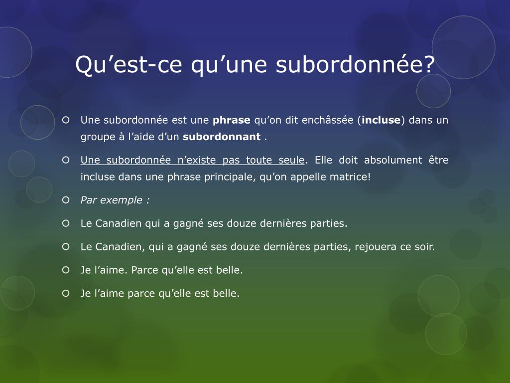 Qu Est Ce Qu Un Concile PPT - LES SUBORDONNÉES… PowerPoint Presentation, free download - ID:2274688