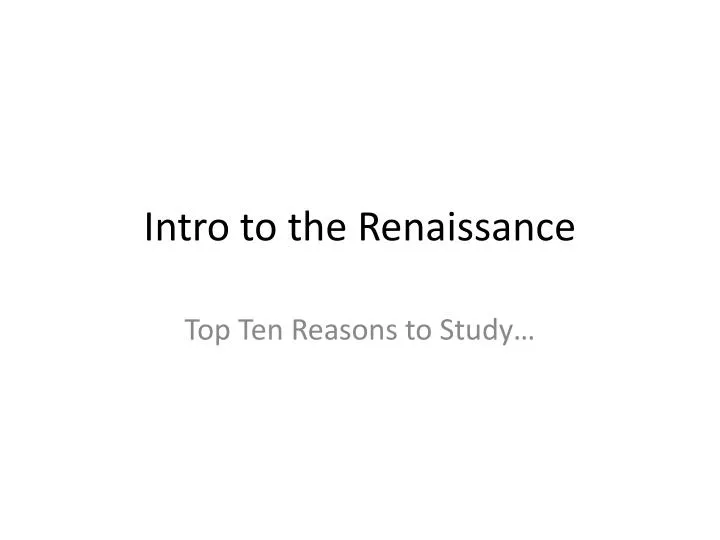 intro to the renaissance n.