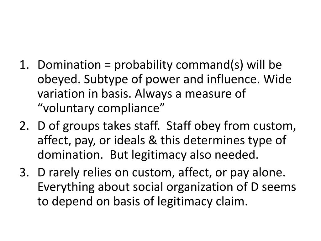 Weber and types of domination